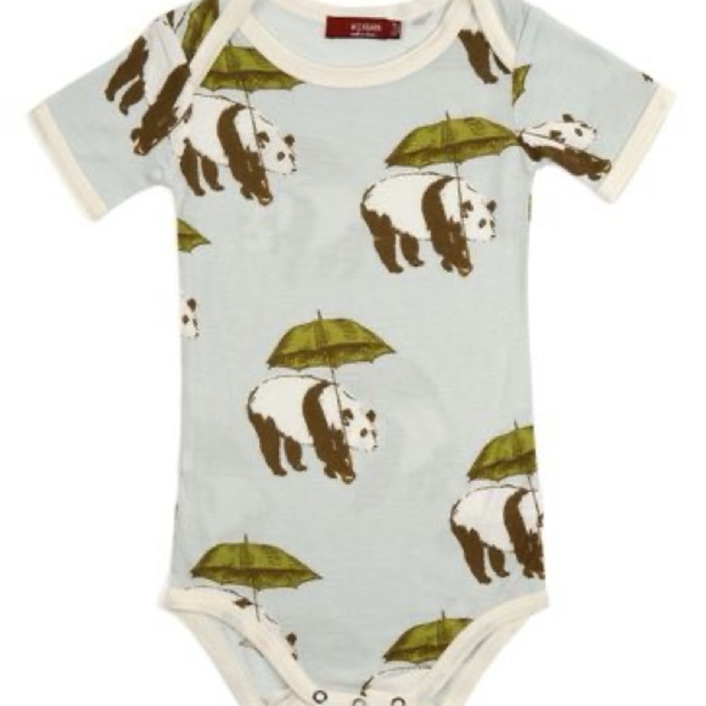 Milkbarn Kids Long Sleeve Bodysuit Blue Panda